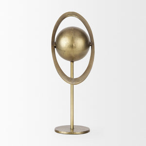 Mercana Atlas Celestial Metal Sculpture - Contemporary Ringed Planet Accent for Home & Office Décor Gold Metal | 16.0H 69996