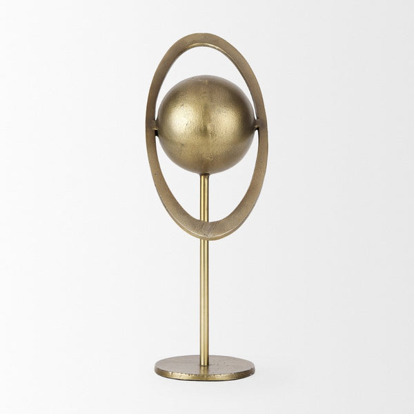Mercana Atlas Celestial Metal Sculpture - Contemporary Ringed Planet Accent for Home & Office Décor Gold Metal | 16.0H 69996