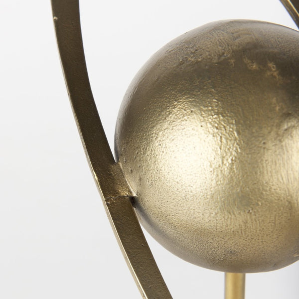 Mercana Atlas Celestial Metal Sculpture - Contemporary Ringed Planet Accent for Home & Office Décor Gold Metal | 16.0H 69996
