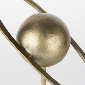 Mercana Atlas Celestial Metal Sculpture - Contemporary Ringed Planet Accent for Home & Office Décor Gold Metal | 16.0H 69996