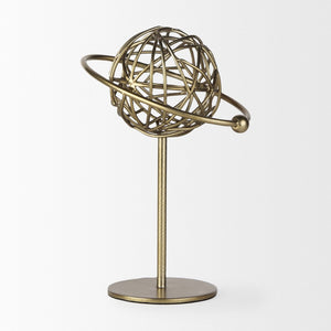 Mercana Atlas Celestial Metal Sculpture - Contemporary Ringed Planet Accent for Home & Office Décor Gold Metal | 12.0H 69997