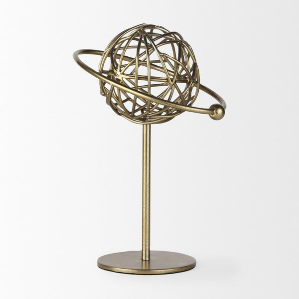 Mercana Atlas Celestial Metal Sculpture - Contemporary Ringed Planet Accent for Home & Office Décor Gold Metal | 12.0H 69997