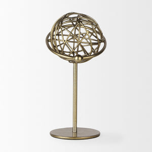 Mercana Atlas Celestial Metal Sculpture - Contemporary Ringed Planet Accent for Home & Office Décor Gold Metal | 12.0H 69997