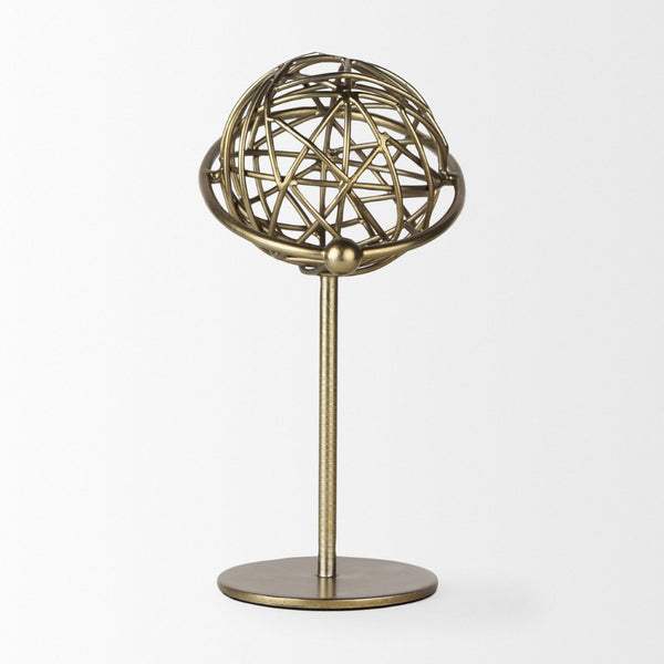 Mercana Atlas Celestial Metal Sculpture - Contemporary Ringed Planet Accent for Home & Office Décor Gold Metal | 12.0H 69997