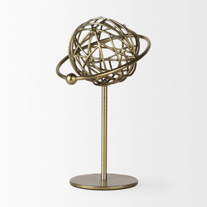 Mercana Atlas Celestial Metal Sculpture - Contemporary Ringed Planet Accent for Home & Office Décor Gold Metal | 12.0H 69997
