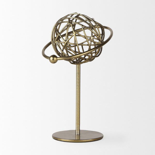 Mercana Atlas Celestial Metal Sculpture - Contemporary Ringed Planet Accent for Home & Office Décor Gold Metal | 12.0H 69997