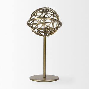 Mercana Atlas Celestial Metal Sculpture - Contemporary Ringed Planet Accent for Home & Office Décor Gold Metal | 12.0H 69997