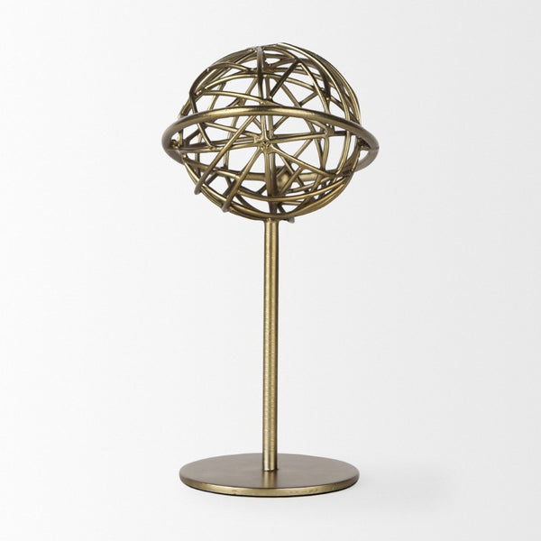 Mercana Atlas Celestial Metal Sculpture - Contemporary Ringed Planet Accent for Home & Office Décor Gold Metal | 12.0H 69997