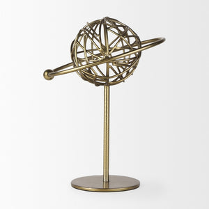 Mercana Atlas Celestial Metal Sculpture - Contemporary Ringed Planet Accent for Home & Office Décor Gold Metal | 12.0H 69997