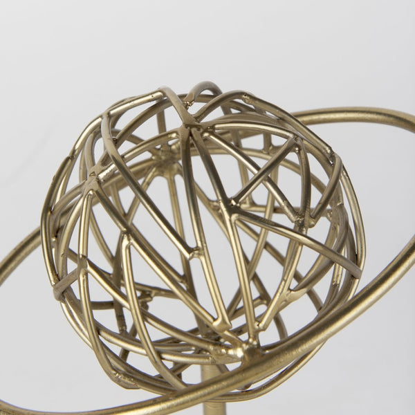 Mercana Atlas Celestial Metal Sculpture - Contemporary Ringed Planet Accent for Home & Office Décor Gold Metal | 12.0H 69997