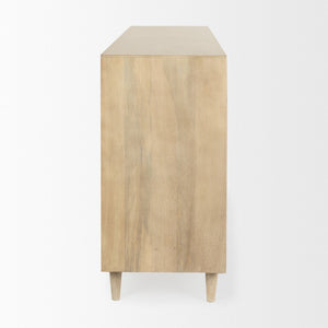 Mercana Tucker Contemporary Sideboard with Carved Arch Design - Versatile Storage for Any Living Space Light Brown Wood | 4 Door 69954