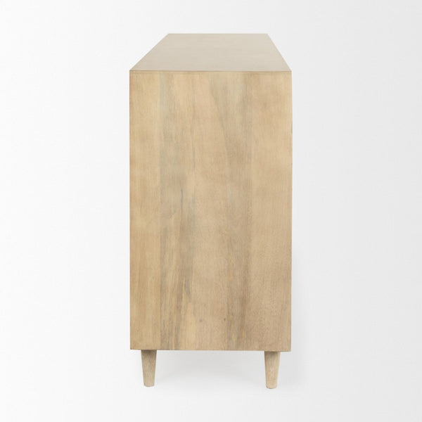 Mercana Tucker Contemporary Sideboard with Carved Arch Design - Versatile Storage for Any Living Space Light Brown Wood | 4 Door 69954