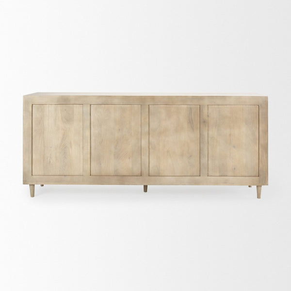 Mercana Tucker Contemporary Sideboard with Carved Arch Design - Versatile Storage for Any Living Space Light Brown Wood | 4 Door 69954