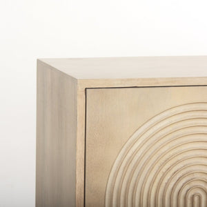 Mercana Tucker Contemporary Sideboard with Carved Arch Design - Versatile Storage for Any Living Space Light Brown Wood | 4 Door 69954