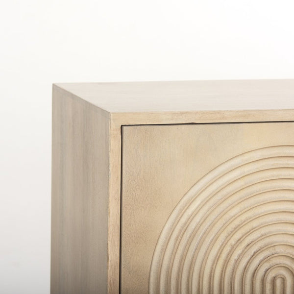 Mercana Tucker Contemporary Sideboard with Carved Arch Design - Versatile Storage for Any Living Space Light Brown Wood | 4 Door 69954