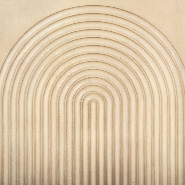 Mercana Tucker Contemporary Sideboard with Carved Arch Design - Versatile Storage for Any Living Space Light Brown Wood | 4 Door 69954