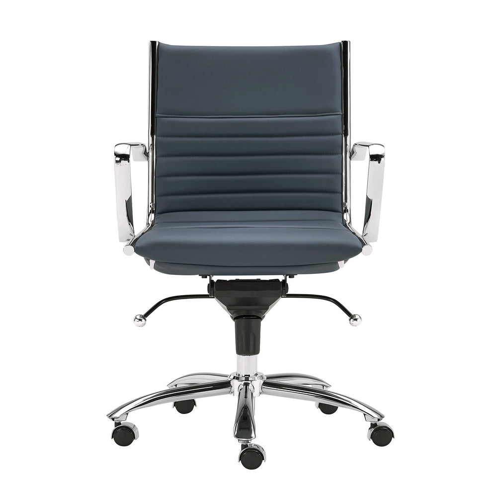 EuroStyle Dirk Ergonomic Office Chair With Bungee Support Leatherette Seat And Chromed Steel Base 23D x 23.5W x 38H 00674BLU