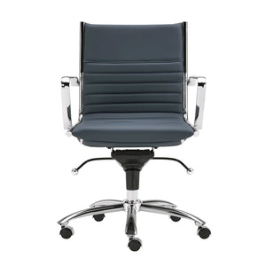 EuroStyle Dirk Ergonomic Office Chair With Bungee Support Leatherette Seat And Chromed Steel Base 23D x 23.5W x 38H 00674BLU