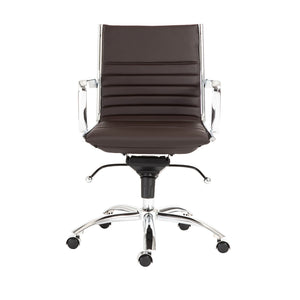 EuroStyle Dirk Leatherette Mid-Back Office Chair With Bungee Support And Chromed Steel Base 23D x 23.5W x 38H 00674BRN