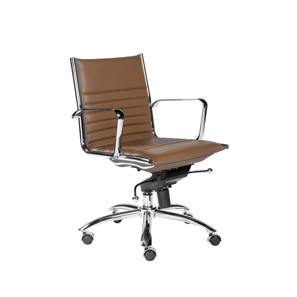 EuroStyle Dirk Ergonomic Low Back Office Chair Leatherette Seat Chrome Frame Bifma Approved 23D x 23.5W x 38H 00674COG