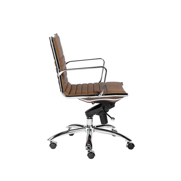 EuroStyle Dirk Ergonomic Low Back Office Chair Leatherette Seat Chrome Frame Bifma Approved 23D x 23.5W x 38H 00674COG