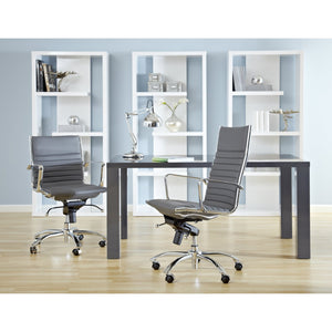 EuroStyle Dirk Low Back Leatherette Office Chair With Chromed Steel Base For Modern Workspaces 23D x 23.5W x 38H 00674GRY