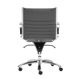 EuroStyle Dirk Low Back Leatherette Swivel Chair with Bungee Support and Chromed Steel Base Gray 23 D x 23.5 W x 38 H 00674GRY