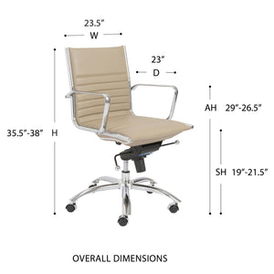 EuroStyle Dirk Leatherette Executive Office Chair With Ergonomic Bungee Support And Chrome Base 23D x 23.5W x 38H 00674TPE