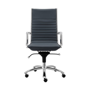 EuroStyle Dirk High Back Leatherette Office Chair with Bungee Support and Chromed Steel Base 00675BLU