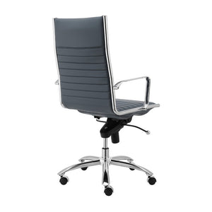 EuroStyle Dirk High Back Leatherette Office Chair with Bungee Support and Chromed Steel Base 00675BLU