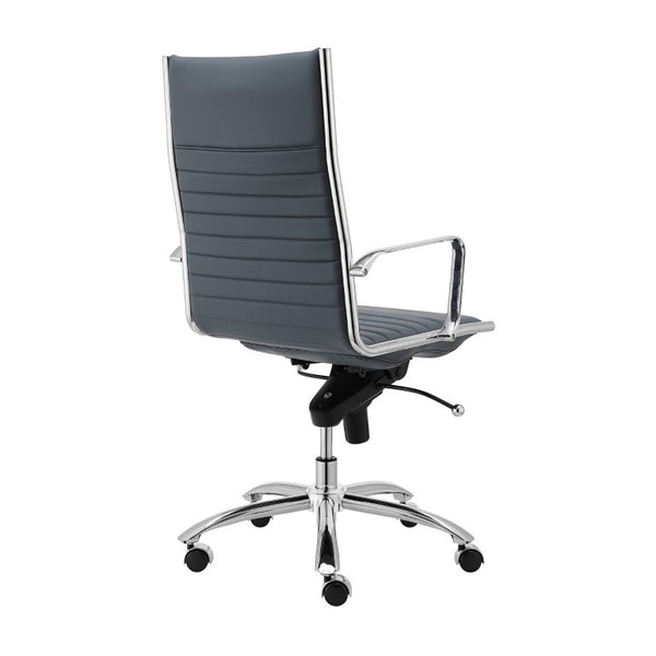 EuroStyle Dirk High Back Leatherette Office Chair with Bungee Support and Chromed Steel Base 00675BLU
