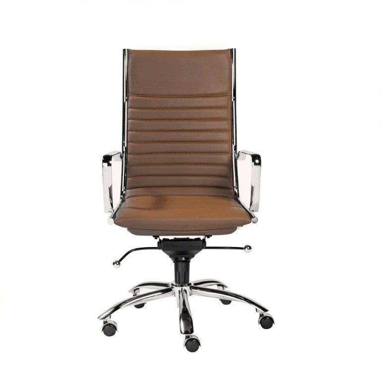 EuroStyle Dirk High Back Leatherette Executive Chair with Bungee Support and Chrome Base 00675COG