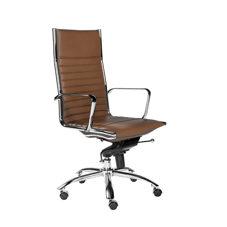 EuroStyle Dirk High Back Leatherette Executive Chair with Bungee Support and Chrome Base 00675COG