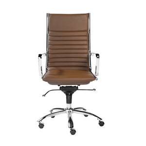 EuroStyle Dirk High Back Leatherette Executive Chair with Bungee Support and Chrome Base 00675COG