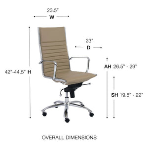 EuroStyle Dirk Executive Leatherette Office Chair with Bungee Support and Chromed Steel Base 00675TPE