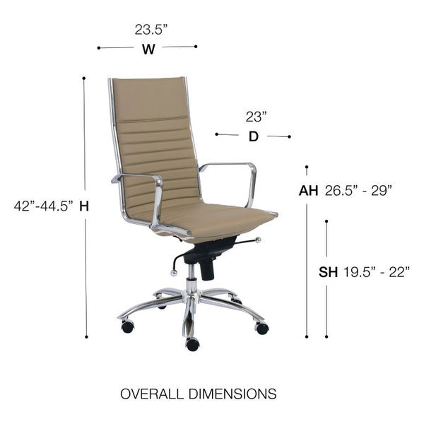 EuroStyle Dirk Executive Leatherette Office Chair with Bungee Support and Chromed Steel Base 00675TPE