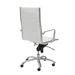 EuroStyle Dirk Sculptural High Back Office Chair White Leatherette Bungee Suspension Chrome 00675WHT