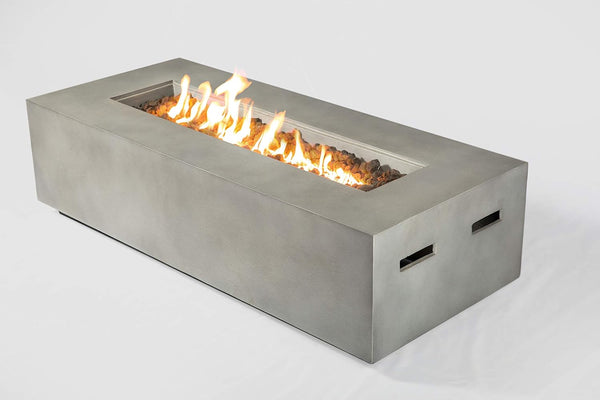 English Elm Concrete Propane/Natural Gas Fire Pit Table with Lava Rocks, Weatherproof Concrete, Easy Controls B120P204349