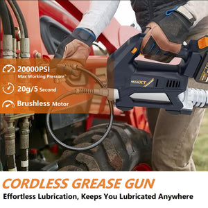 English Elm Heavy Duty Cordless Grease Gun 20v with 6 Speed Modes Led Light and 40 Inch Hose T3177P305047