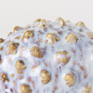 Mercana Spike Ceramic Puffer Fish Sculpture - Coastal Charm with Blue Gold Accents for Stylish Interiors Off-White Ceramic | 5H 68018