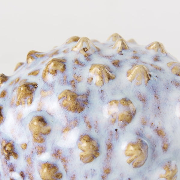 Mercana Spike Ceramic Puffer Fish Sculpture - Coastal Charm with Blue Gold Accents for Stylish Interiors Off-White Ceramic | 5H 68018