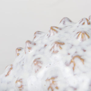 Mercana Spike Ceramic Puffer Fish Sculpture - Coastal Charm with Blue Gold Accents for Stylish Interiors Off-White Ceramic | 6H 68019