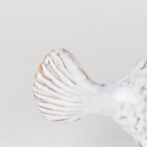 Mercana Spike Ceramic Puffer Fish Sculpture - Coastal Charm with Blue Gold Accents for Stylish Interiors Off-White Ceramic | 6H 68019