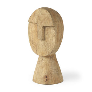 Mercana Ivan Hand-Carved Wooden Head Sculpture - Elegant Mango Wood Art Piece for Unique Home Decor Medium 70128
