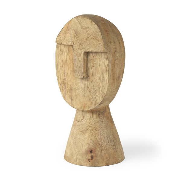 Mercana Ivan Hand-Carved Wooden Head Sculpture - Elegant Mango Wood Art Piece for Unique Home Decor Medium 70128