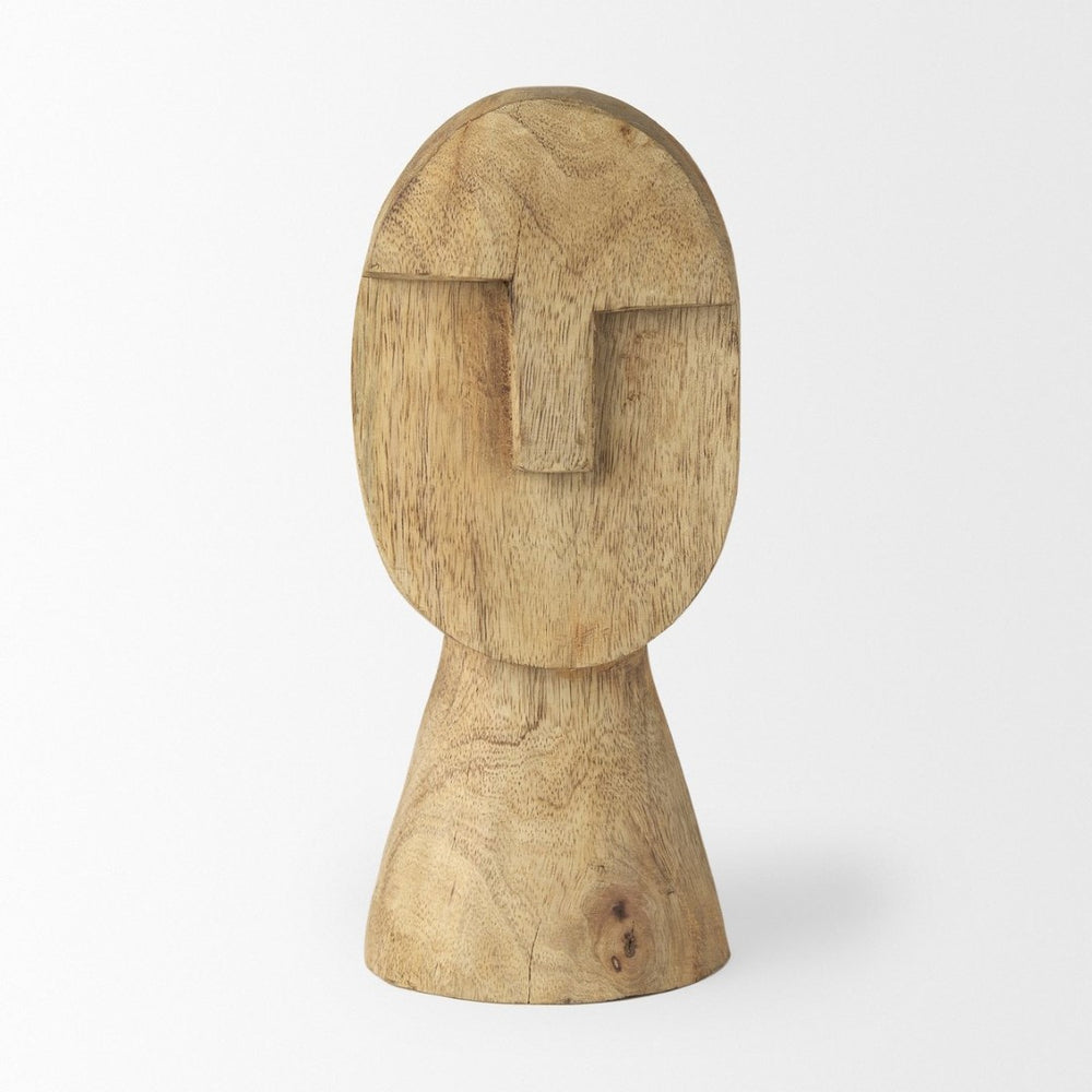 Mercana Ivan Hand-Carved Wooden Head Sculpture - Elegant Mango Wood Art Piece for Unique Home Decor Medium 70128