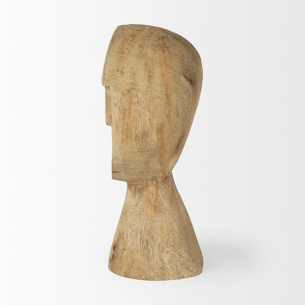 Mercana Ivan Hand-Carved Wooden Head Sculpture - Elegant Mango Wood Art Piece for Unique Home Decor Medium 70128