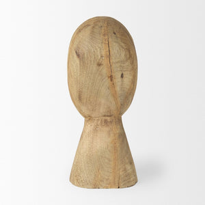 Mercana Ivan Hand-Carved Wooden Head Sculpture - Elegant Mango Wood Art Piece for Unique Home Decor Medium 70128