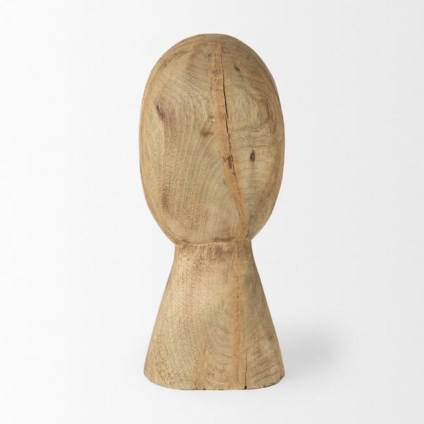 Mercana Ivan Hand-Carved Wooden Head Sculpture - Elegant Mango Wood Art Piece for Unique Home Decor Medium 70128