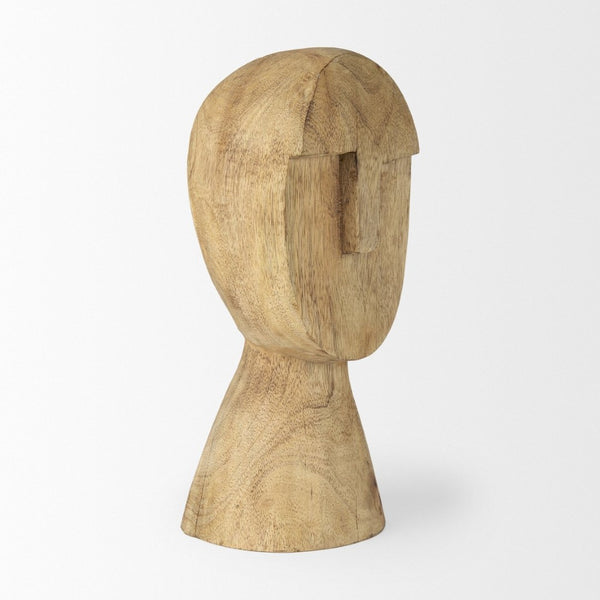 Mercana Ivan Hand-Carved Wooden Head Sculpture - Elegant Mango Wood Art Piece for Unique Home Decor Medium 70128